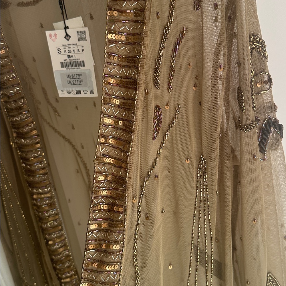 Zara limited edition BEADED SEQUIN KIMONO (missing some beads, check photos) - Picture 12 of 16